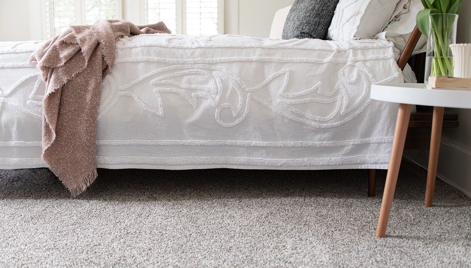 bedroom with gray carpet from B & B Floor Co in Springfield, VA